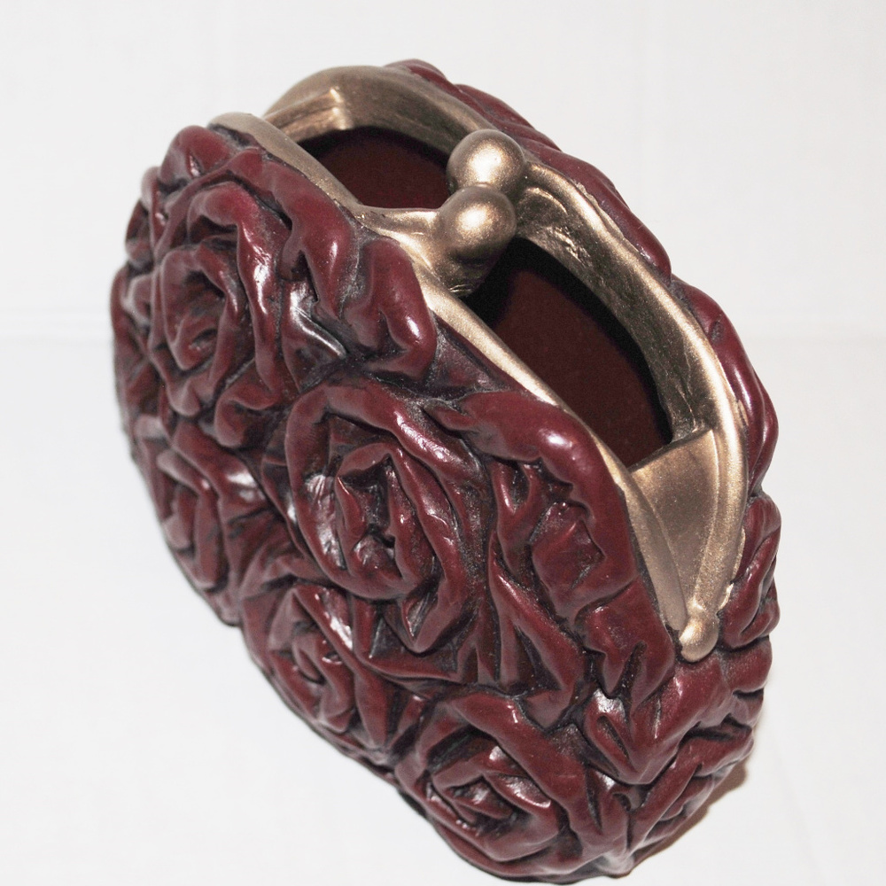 Carved Resin Rose Design Holder Vase Hand-Painted